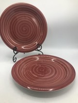 Dinner Plate Swirl Cranberry Red by PHILIPPE RICHARD Set of 2 Width 10 5... - £10.93 GBP