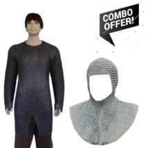 Chainmail Shirt X-Large Full sleeve Round Riveted With Flat Washer 9mm B... - $325.51
