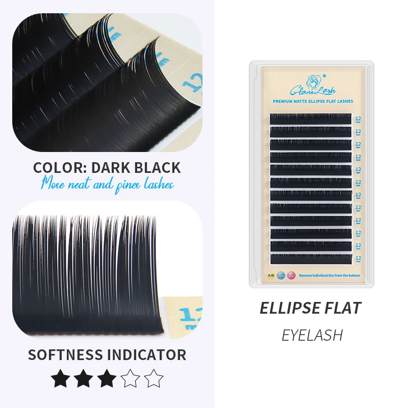  matte ellipse flat eyelash extensions individual 0 15 0 20 softer flat lash split tips thumb200