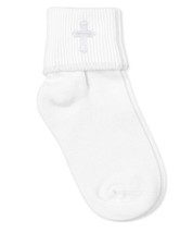 Jefferies Socks Girls Boys Cross Embroidered Seamless Cotton Cuff Easter... - £8.50 GBP