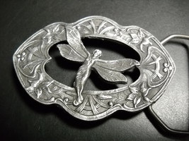 Belt Buckle A Detailed Fairy Amoungst The Flowers Pewter Colored Metal - £7.20 GBP