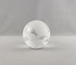 Arthur Court Easter Bunny Rabbits Etched Crystal Frosted Globe Paperweight 1993 - £19.77 GBP