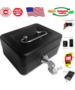 Secure Your Valuables: Small Locking Cash Box, Black Alloy Steel Design - $298.02 MXN