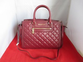 Michael Kors Selma Large Top Zip Quilted Leather Satchel $398 Claret #019 - £91.73 GBP