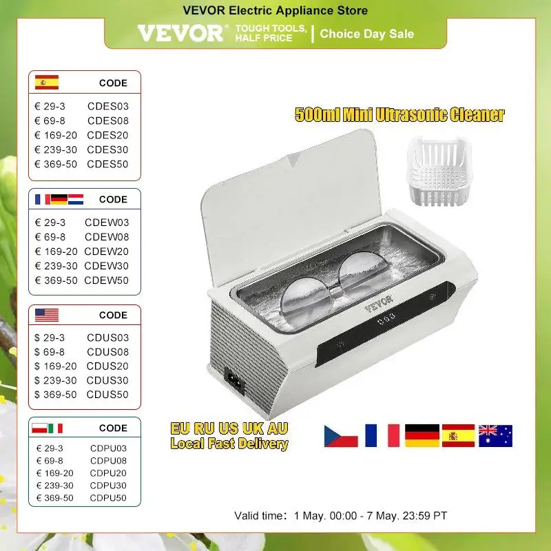 VEOVR 500ml Ultrasonic Cleaner Mini Portable Washing Machine Ultrasound ... - £25.14 GBP+