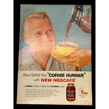 Nescafe Instant Coffee Vintage Original Print Ad Color 1955 Coffee Hunger - £11.13 GBP