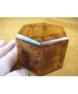 (BOX-260) BURL BOX hexagon med Thuya Wood African carved carving Morocco... - $46.11 CAD
