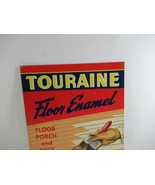 Touraine Paints Floor Enamel Sign VTG Cardboard Ad Porch Deck 1950s Ease... - £60.66 GBP