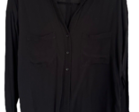 Forever 21 Women&#39;s Button Down Shirt Soft Rayon Long Sleeve Size S Black - $9.89