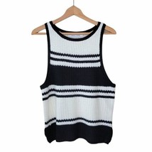 Bishop + Young | Black &amp; White Striped Knit Sweater Tank Womens Medium - £19.27 GBP