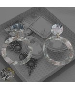 Womens Gray Pink Marble Acrylic Round Hoop Drop Stud Statement Fashion E... - $16.43 CAD