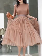 Brown Knee Length Fluffy Tulle Skirt Outfit Women Custom Plus Size Tutu Skirts image 9