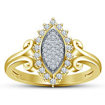 1.74 Ct Simulated Diamond Cluster Engagement Wedding Ring 14K Yellow Gold Over - £57.31 GBP