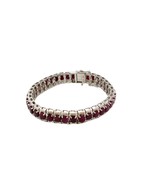 Vintage Sterling Silver SAM 925 Garnet CLASP Base Metal Tennis Bracelet - $1,780.22 MXN