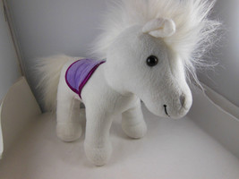 Battat White Horse 10&quot; plush stuffed animal pony with purple Saddle - $5.96