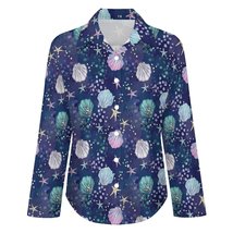 Mondxflaur Ocean Seashell Women Long Sleeve Shirt Summer Elegant Fashion... - £19.11 GBP