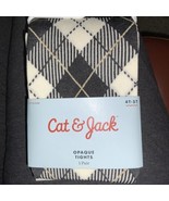 Cat &amp; Jack Toddler Girls Size 4T-5T Black White Opaque Footed Tights 1 Pair - $9.89