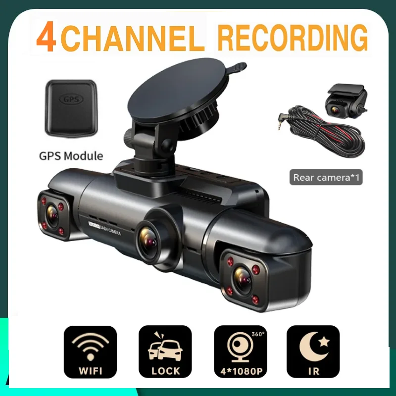 360° Dash Cam 4 Lens Full HD 4*1080P For Car DVR Auto Video Recorder with Night - £124.86 GBP+