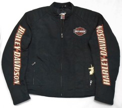 HARLEY DAVIDSON Men&#39;s Black Nylon JACKET Quilted Lining Zip Up Spell Out... - $129.95