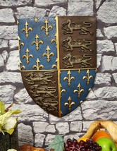 Large Medieval Knight Coat of Arms Fleur De Lis And 3 Dragons Shield Wall Decor - £44.22 GBP
