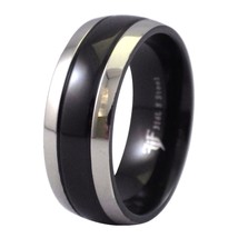 Black Wedding Band Mens Womens Stainless Steel Ring 8mm Comfort Fit Sizes 7-13 - $9.99