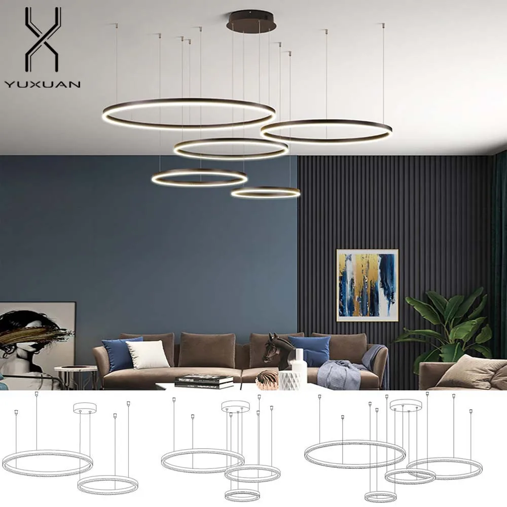 Nt light hanging lamp gold black white coffee rings nordic chandeliers for art creative thumb200