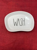 Rae Dunn &quot;WASH&quot; Soap Dish White Trinket Ring Farmhouse Ceramic Tray - £9.42 GBP