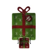 Real Home Hand Painted Ceramic Christmas Holiday Serving Dip Plate Bowl ... - $19.75
