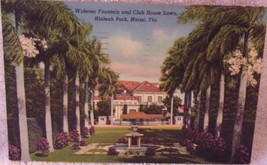 Vintage Wilderness Fountain &amp; Club House Lawn Hialeah Park Miami Postmark 1940 - £2.38 GBP