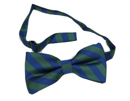 Men’s Blue &amp; Green Stripe Satin Bow Tie, Self Tie NEW - $9.80