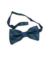 Men’s Blue &amp; Green Stripe Satin Bow Tie, Self Tie NEW - £7.70 GBP