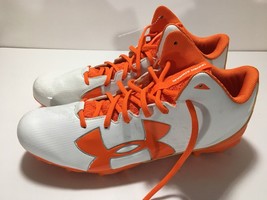 NEW Under Armour Cleats Men&#39;s Football U.S. Size 15 M Orange White Big Logo - £29.87 GBP