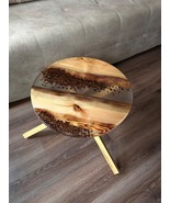 HANDI STONE Epoxy Round Table (Top and Base Both) Natural Wood Table, Wo... - $500.00