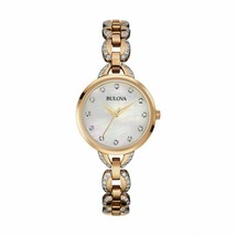 Bulova Women&#39;s 98L207 Quartz Crystal Accents Rose Gold Tone Bracelet 21mm Watch - £101.82 GBP
