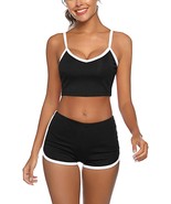 AGFAN Women Sexy Pajamas Set Short Pj Set Sleeveless Crop Cami Top and S... - $20.55 CAD