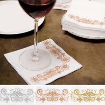 100 Pcs Paper Cocktail Napkins Metallic Floral Design Party Events Home Supplies - £39.79 GBP