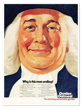 Quaker Oatmeal Why is this Man Smiling Vintage 1972 Full-Page Magazine Ad - £7.74 GBP