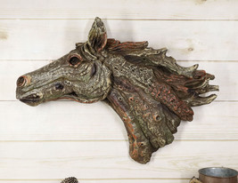 Rustic Faux Driftwood Finish Equine Mustang Horse Head Wall Decor Plaque 18&quot;Wide - £34.36 GBP