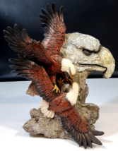 2 Dueling Eagles in Front of Stone Shaped Eagle Head, 10 1/4&quot; Tall - £31.21 GBP