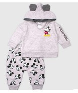Disney Baby 0-3 Months Mickey Mouse Gray Hoodie w/Ears and Jogger Pants ... - $10.99