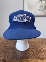 Vtg Chevy Chevrolet Logo Sewn Auto Car Truck Blue Snapback Hat - £6.72 GBP