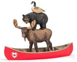Stacked Animals in Canoe Statue Resin 10&quot; High Moose Bear Goose Cottage ... - £46.38 GBP