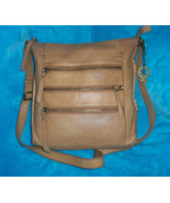 LUCKY BRAND Camel Tan Pebble Leather Boho Crossbody Bag - 3 Zip Multiple... - £30.11 GBP