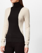 HELMUT LANG Womens Turtleneck Colorblock Winter Black Beige Size S I09HW720 - £95.79 GBP