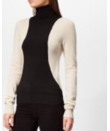 HELMUT LANG Womens Turtleneck Colorblock Winter Black Beige Size S I09HW720 - £95.30 GBP