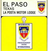 Vtg Cromo Cartolina El Paso Tx Texas 9x4 La Posta Motore Lodge Amicizia Inn Unp - £8.02 GBP