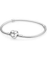  Genuine Pandora .925 Silver Heart Love Clasp Bracelet 590719-21 8.3&quot; - £43.06 GBP
