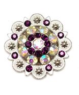 Western Scarf Slide Purple Burgundy Crystal Silver NEW - €23,33 EUR