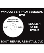 Windows 8.1 Professional, Repair, Reinstall, Restore DVD, 64 Bit, Bootable - $993.59 MXN