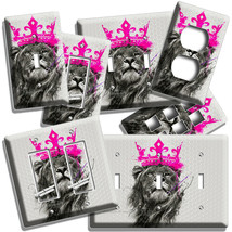 PINK ROYAL CROWN LION KING LIGHT SWITCH OUTLET WALL PLATE LOUNGE GIRL RO... - £14.34 GBP+